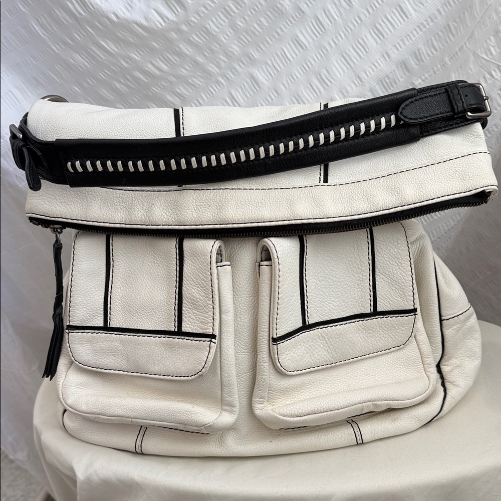 orYANY Black and White Leather Shoulder Bag